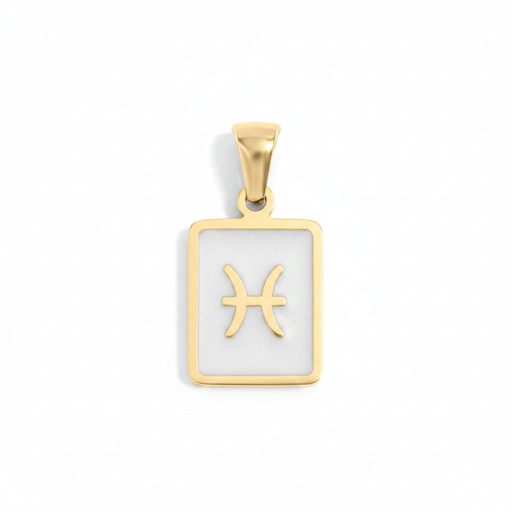 Pisces Zodiac Card Charm in Gold