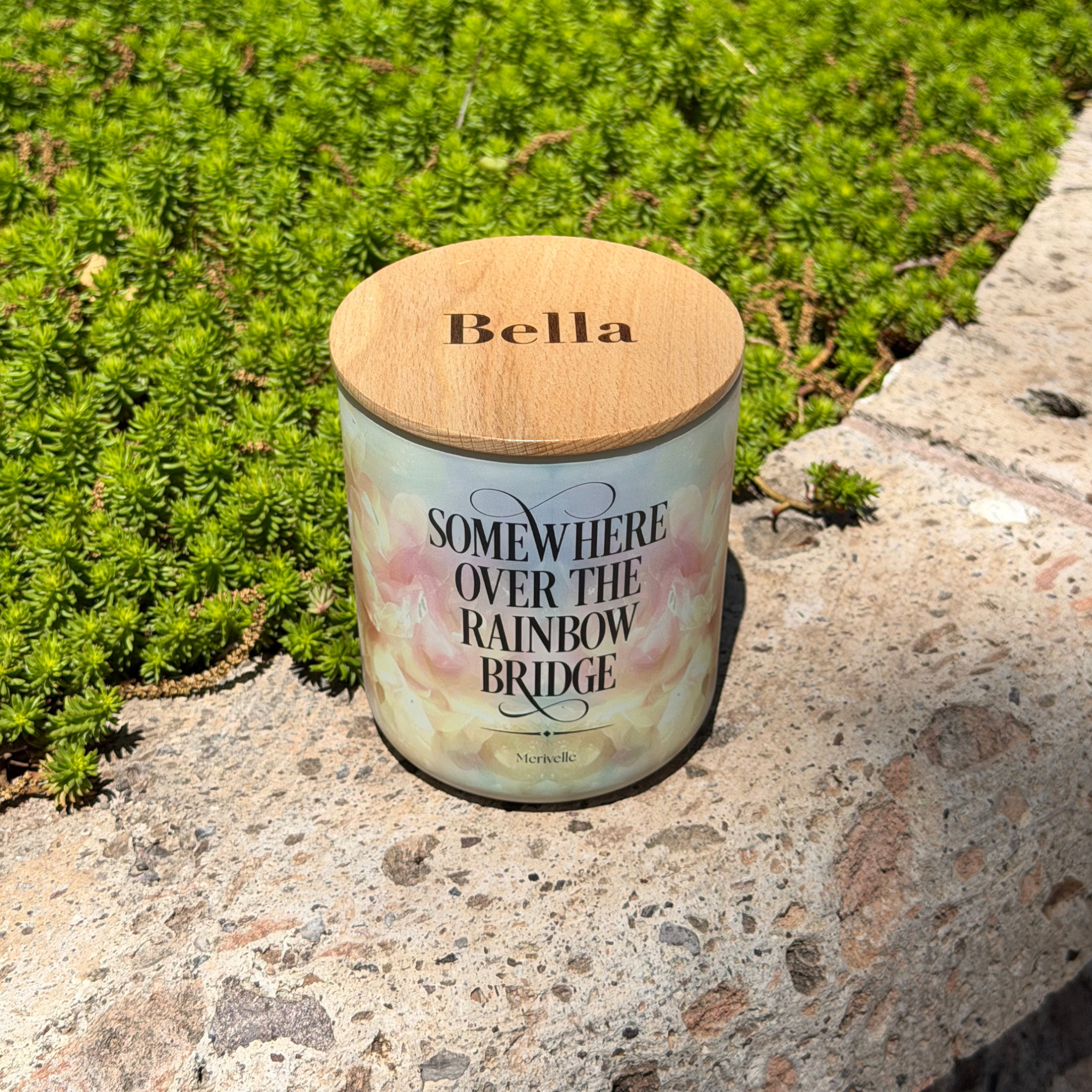 Somewhere Over the Rainbow Bridge Pet Remembrance Candle