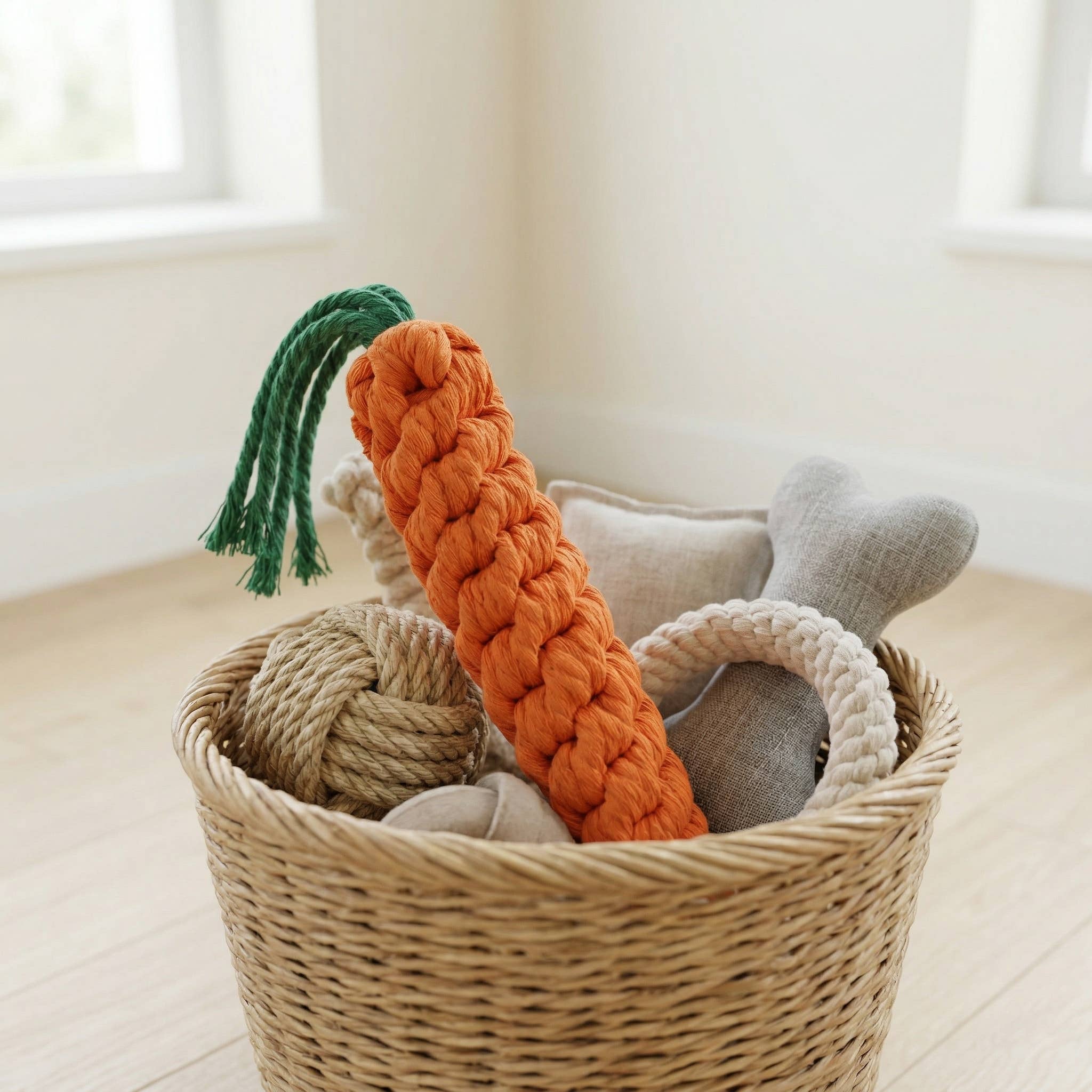 Large Carrot Rope Chew Toy — Handmade & Sustainable
