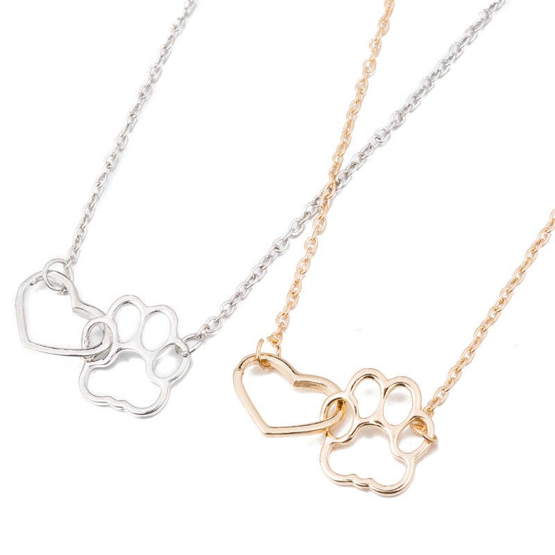 Paw & Heart Interlocking Charm Necklace