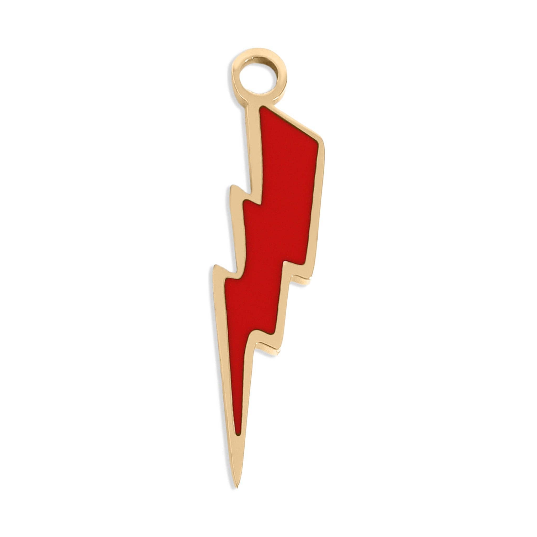 Lightning Bolt Charm in Gold & Red