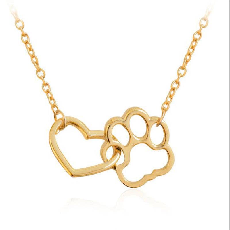 Paw & Heart Interlocking Charm Necklace