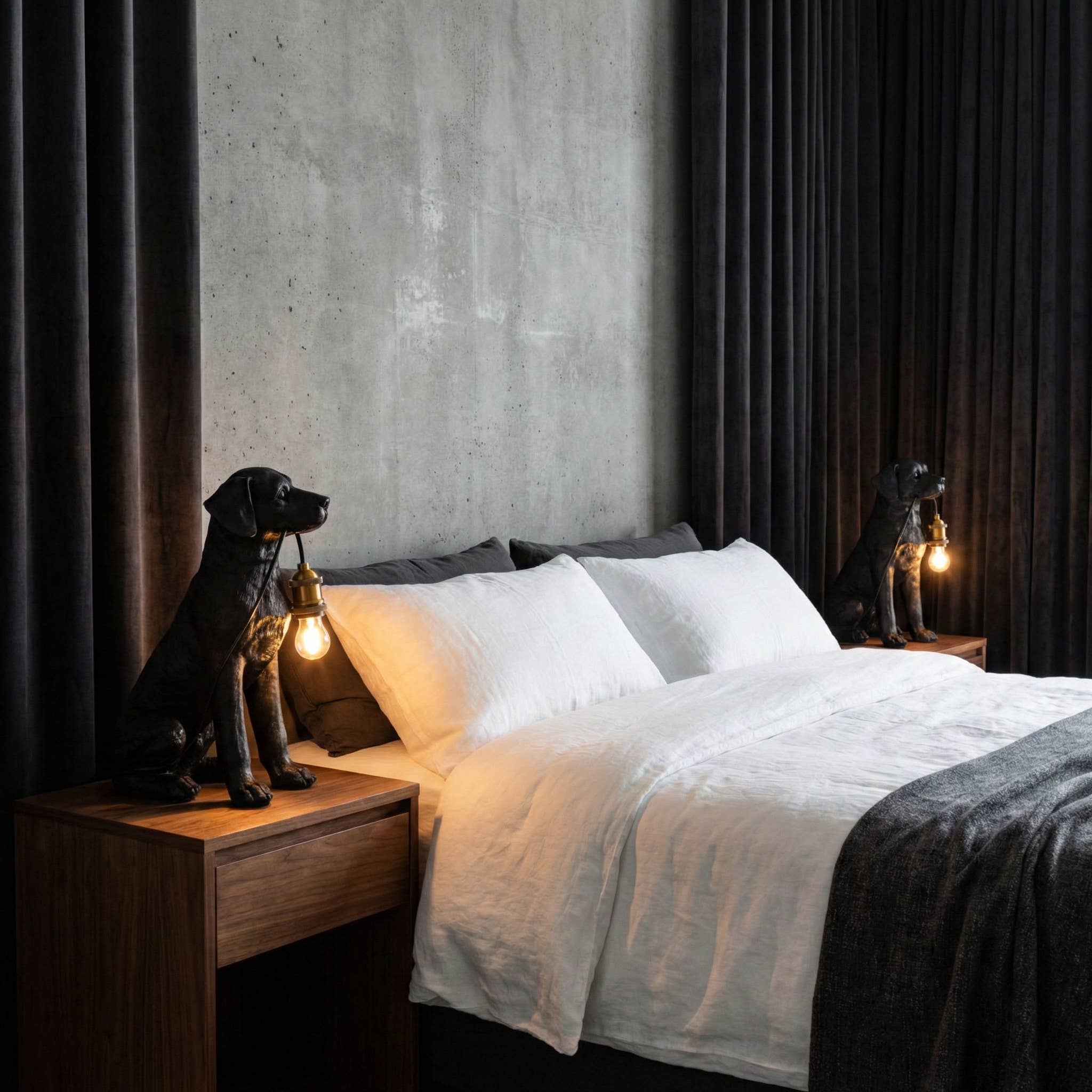 Black Labrador Holding Lightbulb Resin Table Lamp | Black & Gold, 18 in.