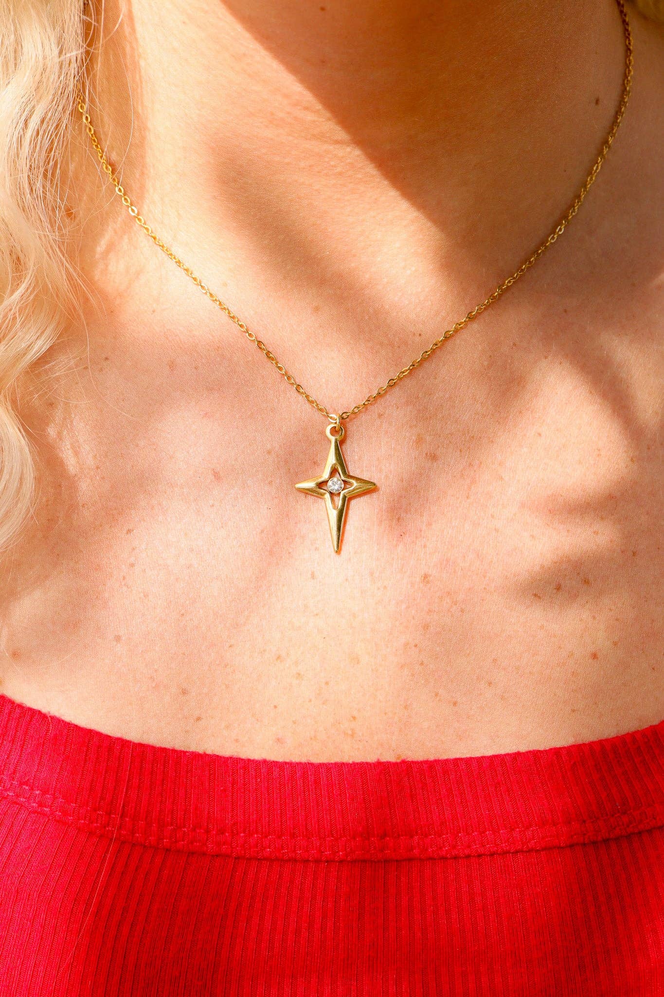 Compass Star Charm in Gold