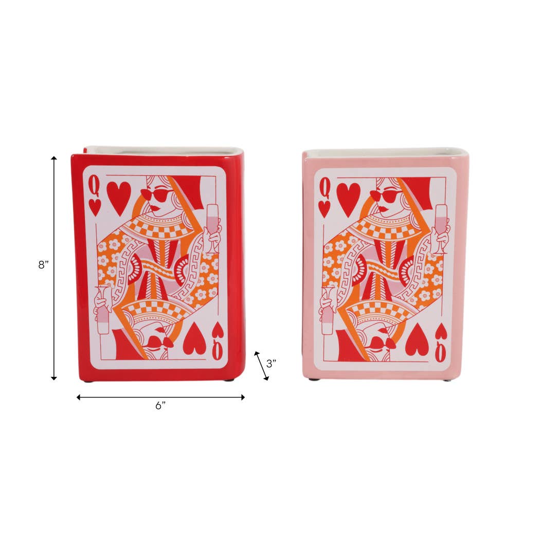 Queen of Hearts Ceramic Book Vase