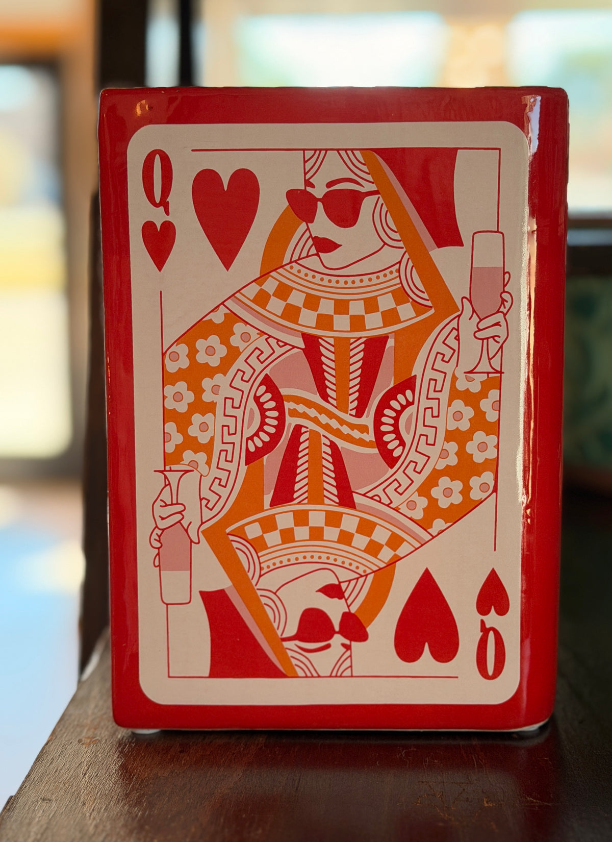 Queen of Hearts Ceramic Book Vase