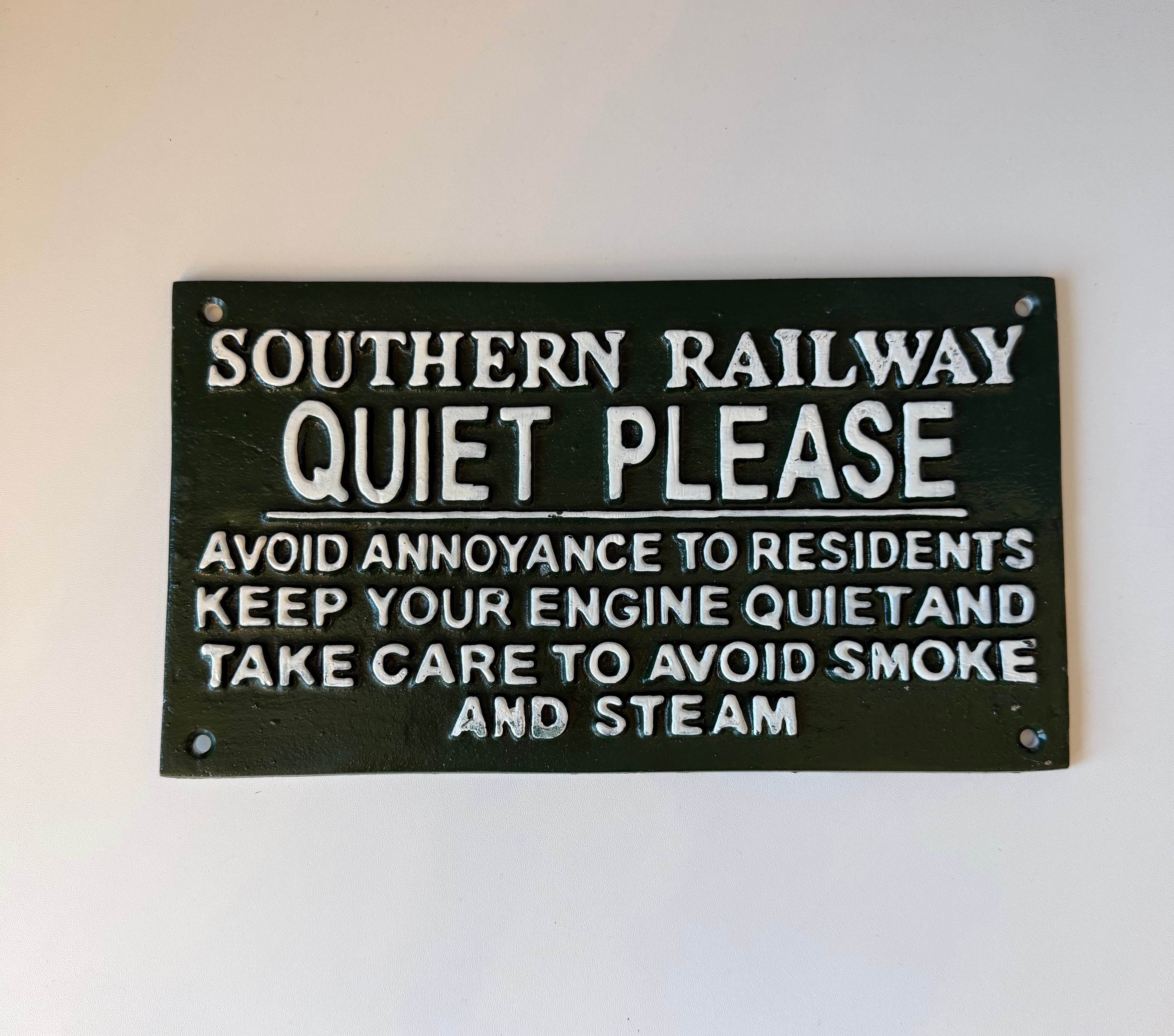 Vintage Southern Railway Notice Cast Iron Plaque