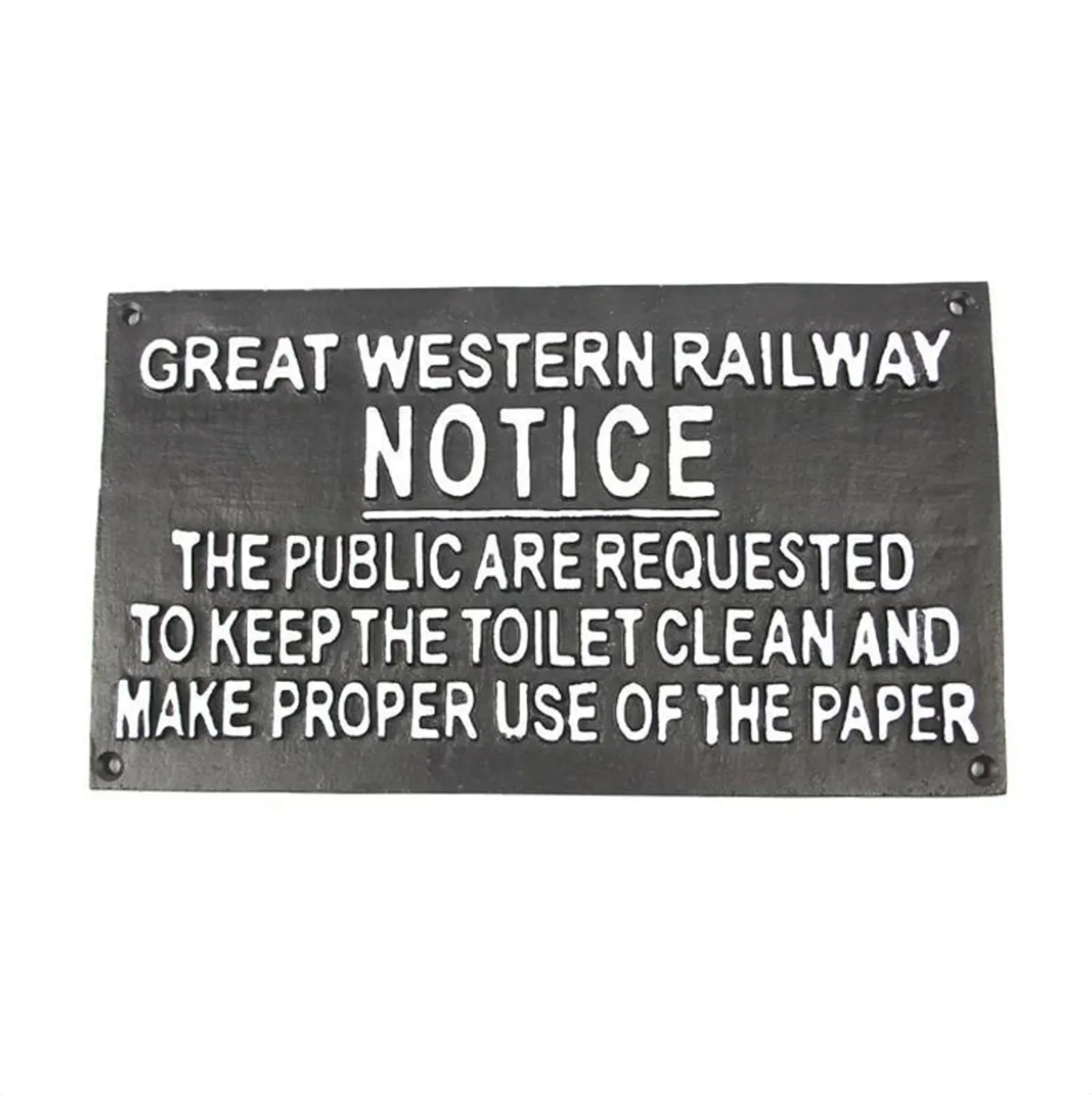 Vintage GWR Railway Notice Cast Iron Plaque