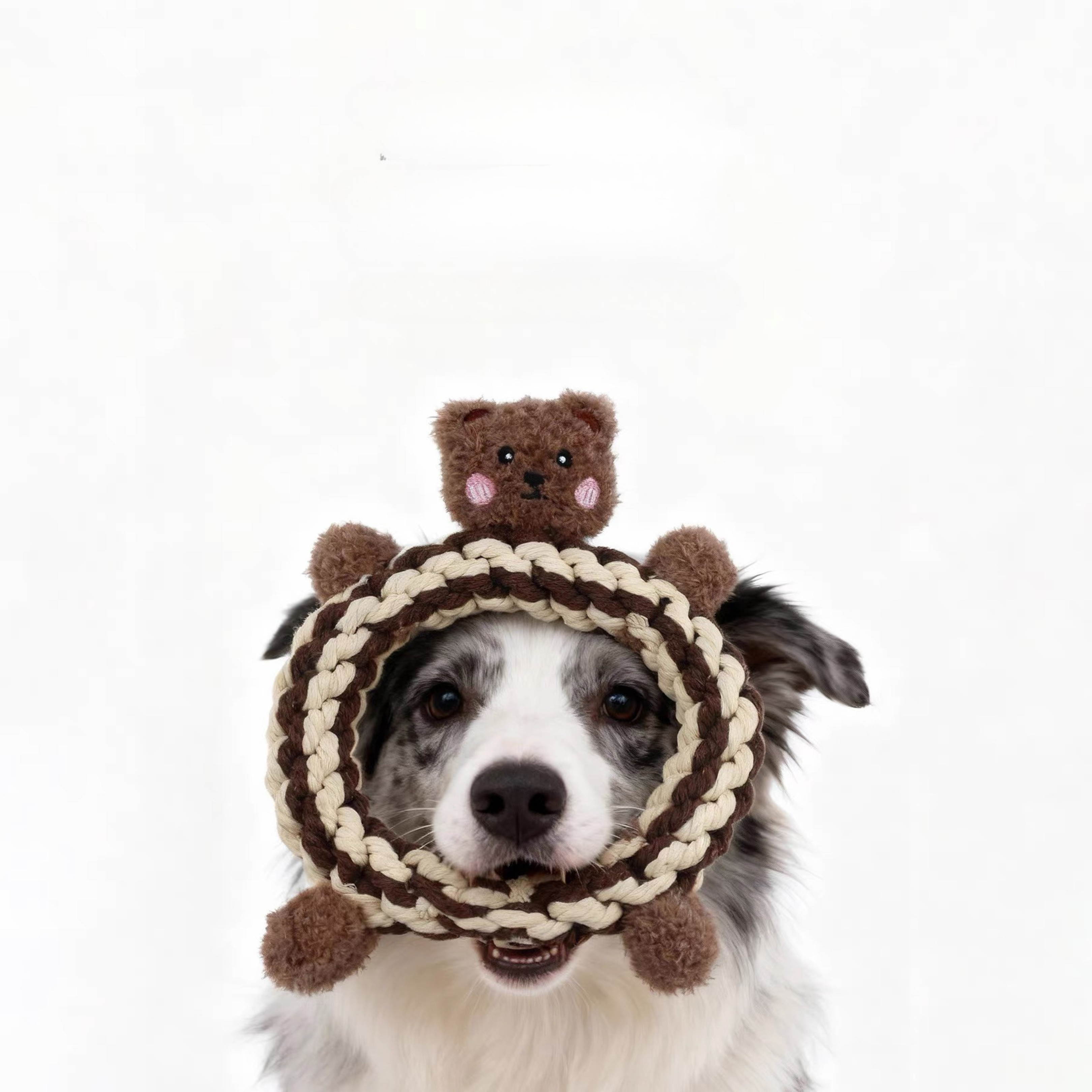 Teddy the Bear Squeaky Plush Rope Toy — Handcrafted & Eco-Friendly