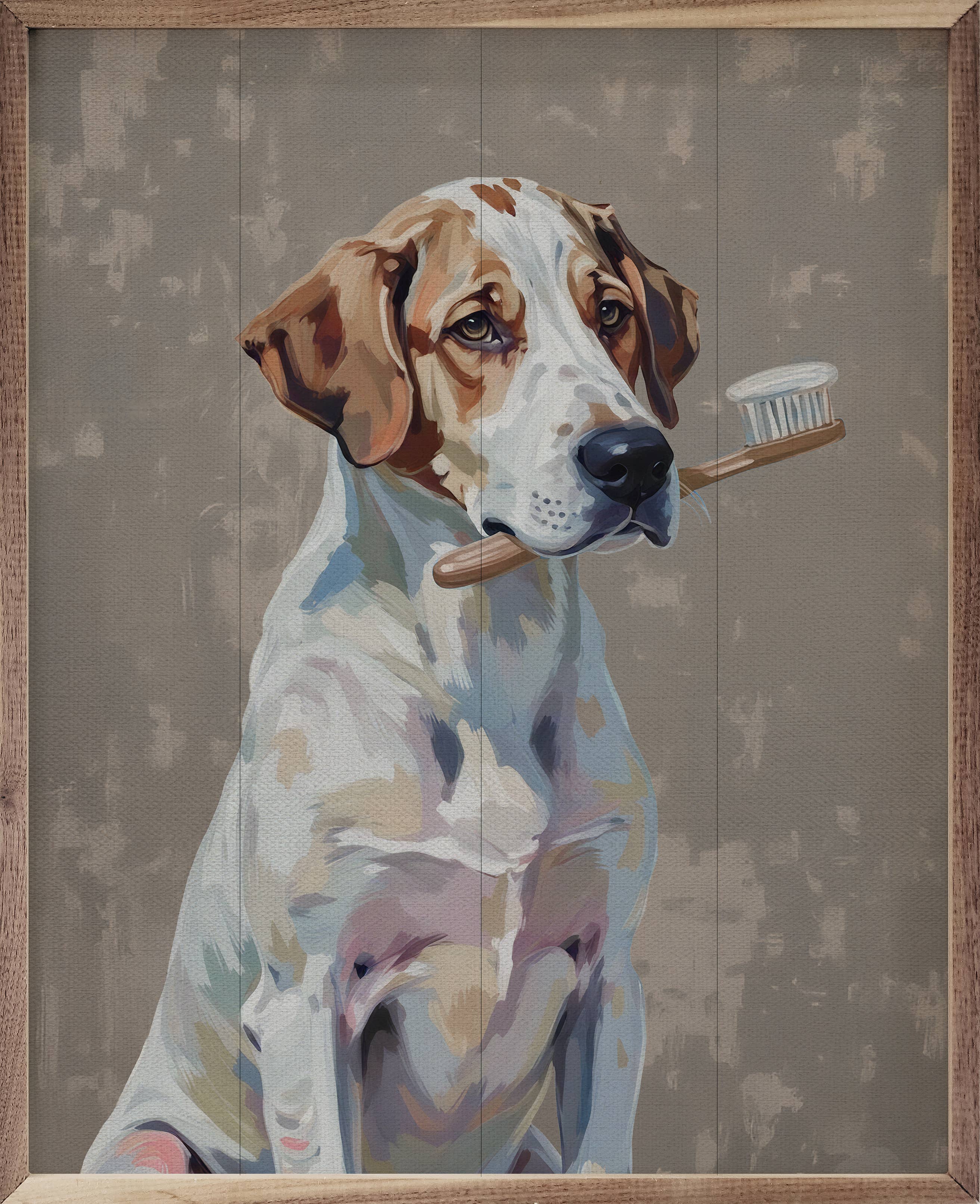 Toothbrush Dog — Framed Wall Art, 8x10