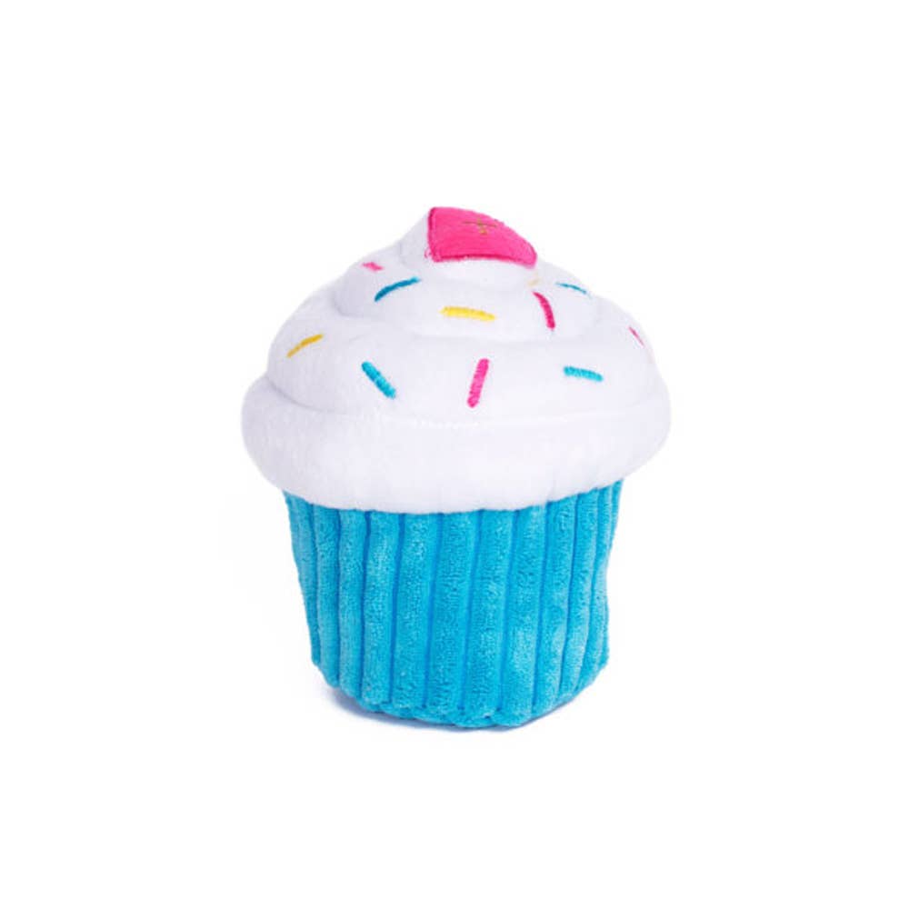 Birthday Cupcake Squeaky Dog Toy | Blue
