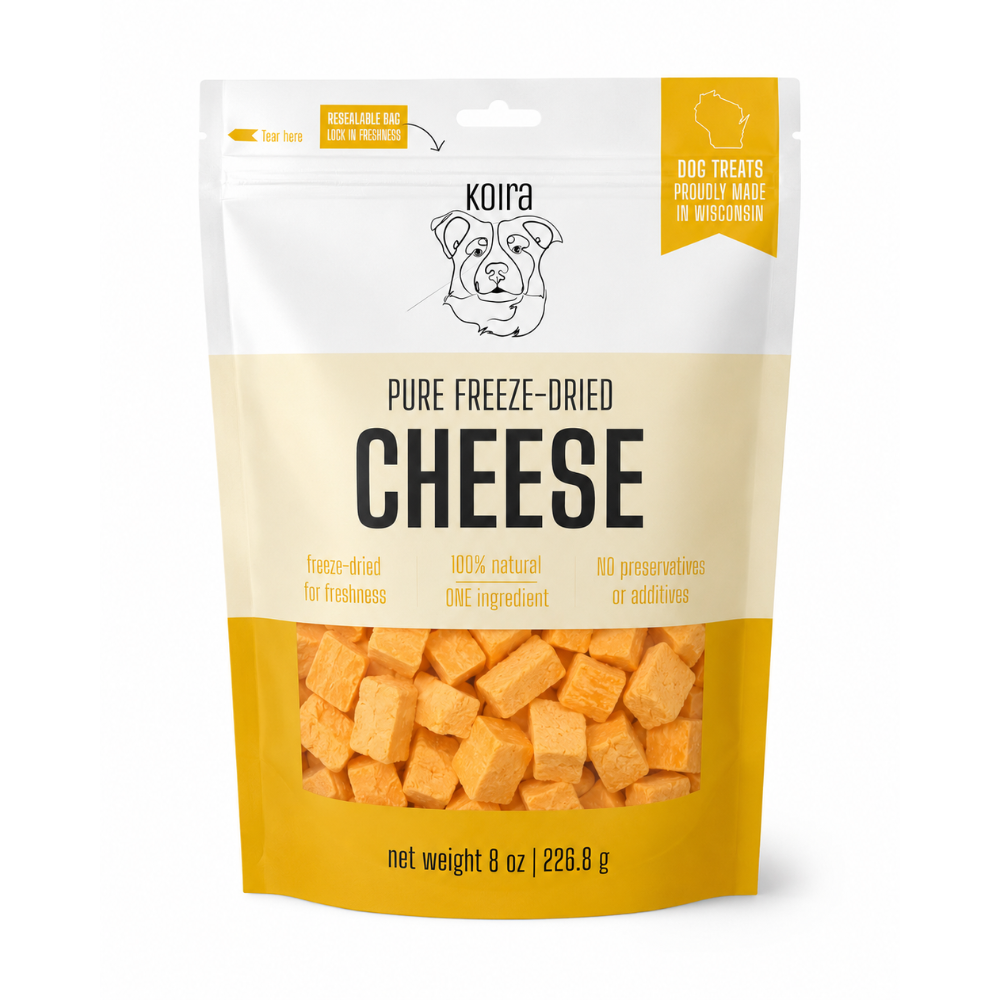 Freeze-Dried Wisconsin Cheddar Cheese Dog Treats: 8 oz Bag