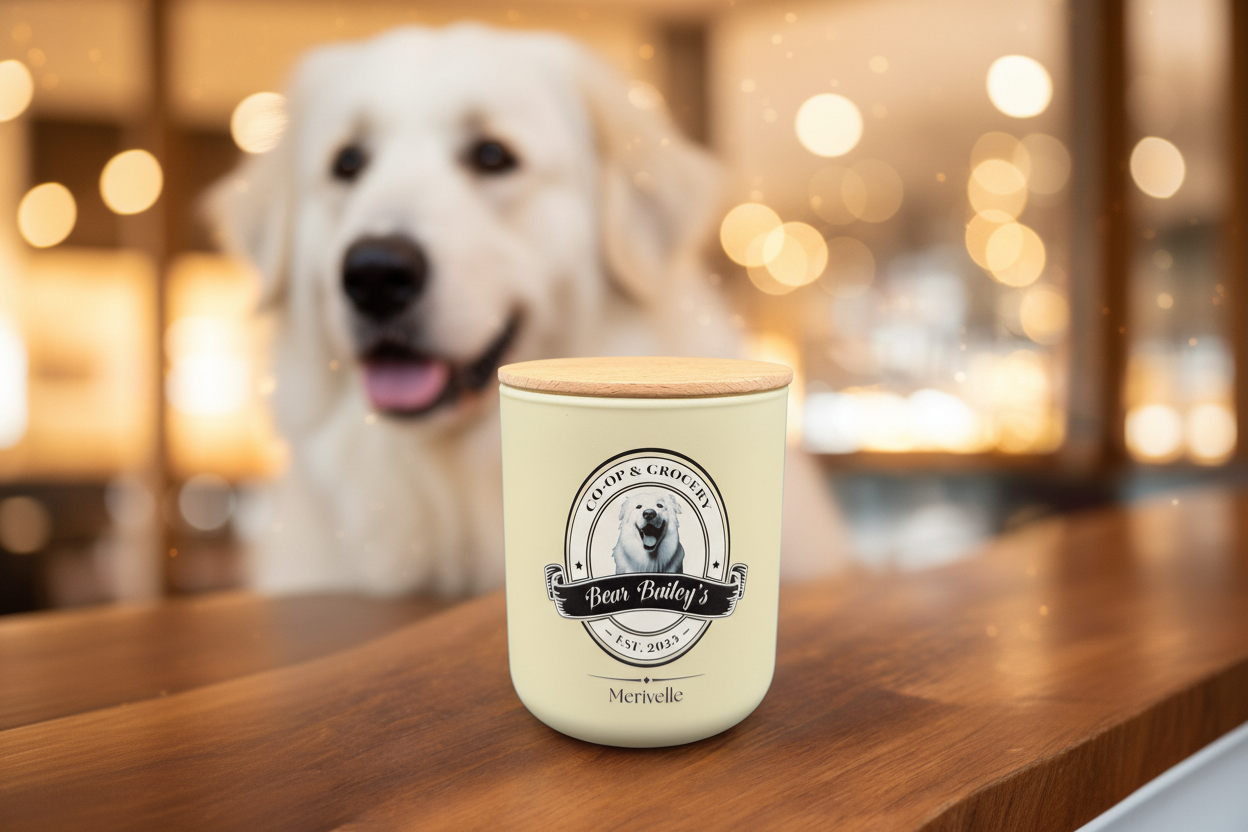 Bear Bailey's Candle with Great Pyrenees