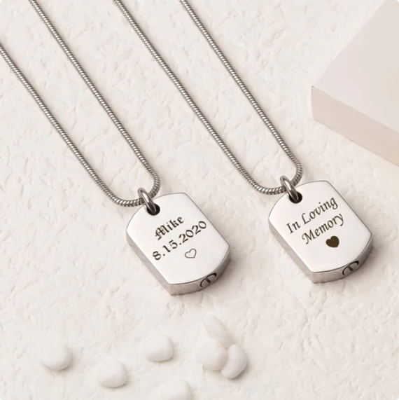 Stainless Steel Urn Memorial Dog Tag