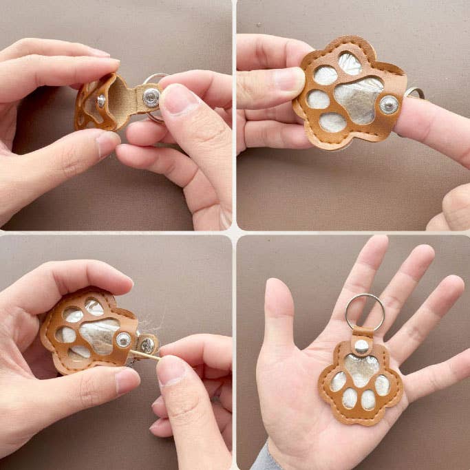 Pet Keepsake Fur & Photo Paw Keychain