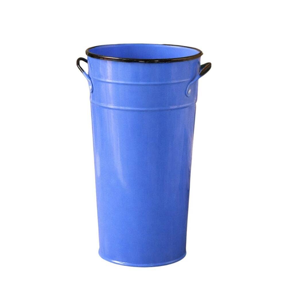 15" Enamelware Metal French Floral Bucket