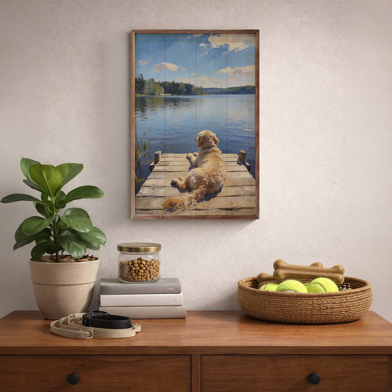 Lakeside Goldendoodle — Framed Wall Art, 5x8