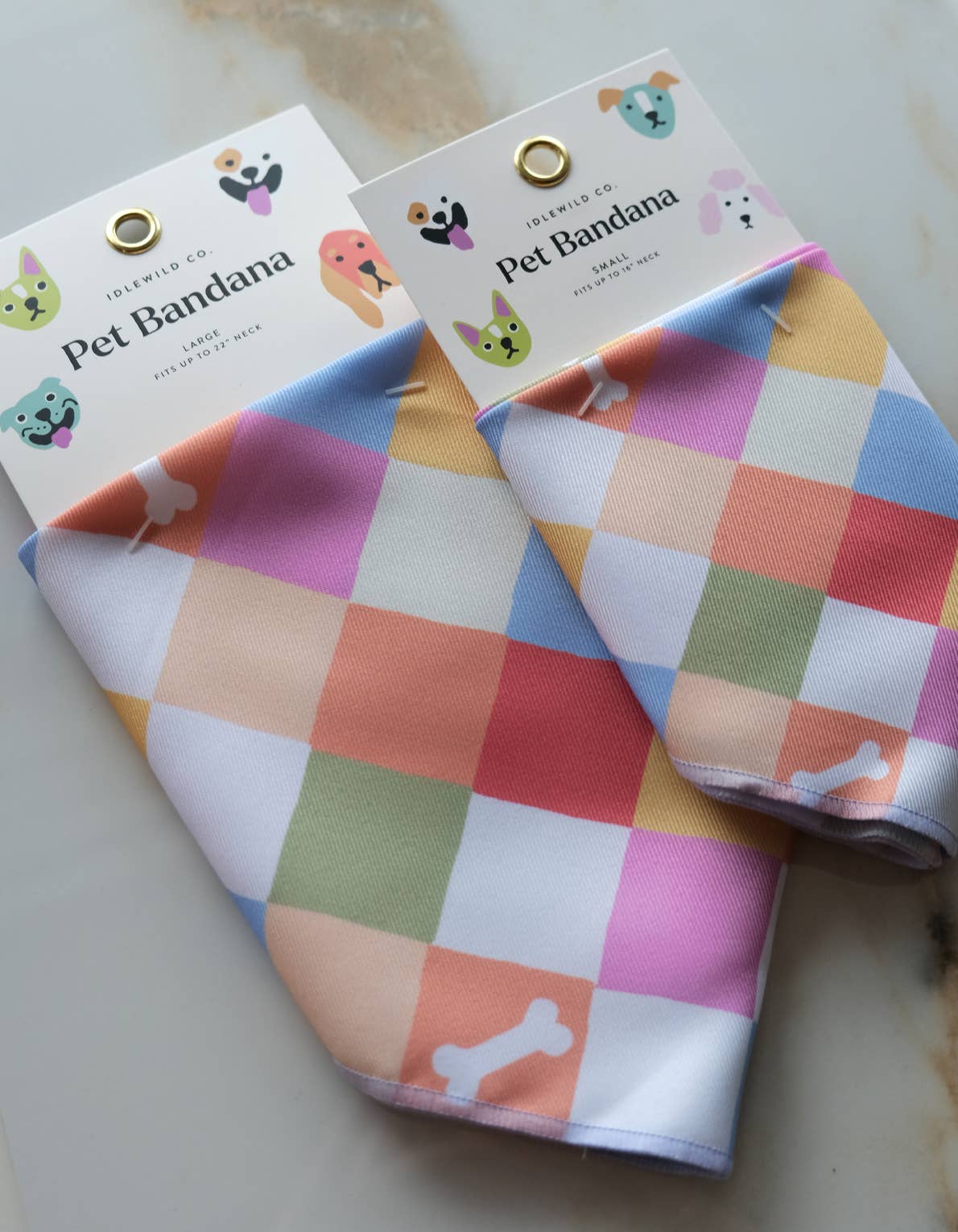 Rainbow Checkered Pet Bandanas