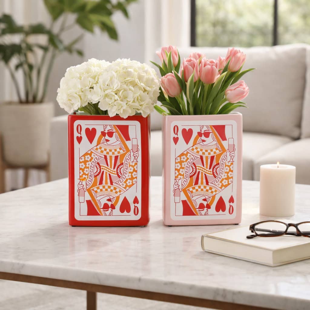 Queen of Hearts Ceramic Book Vase