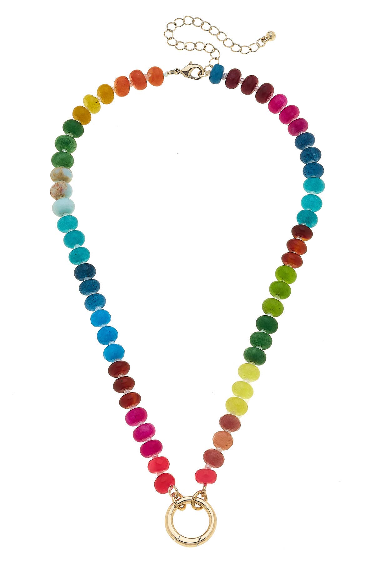 Lucy Rainbow Gemstone Beaded Charm Necklace