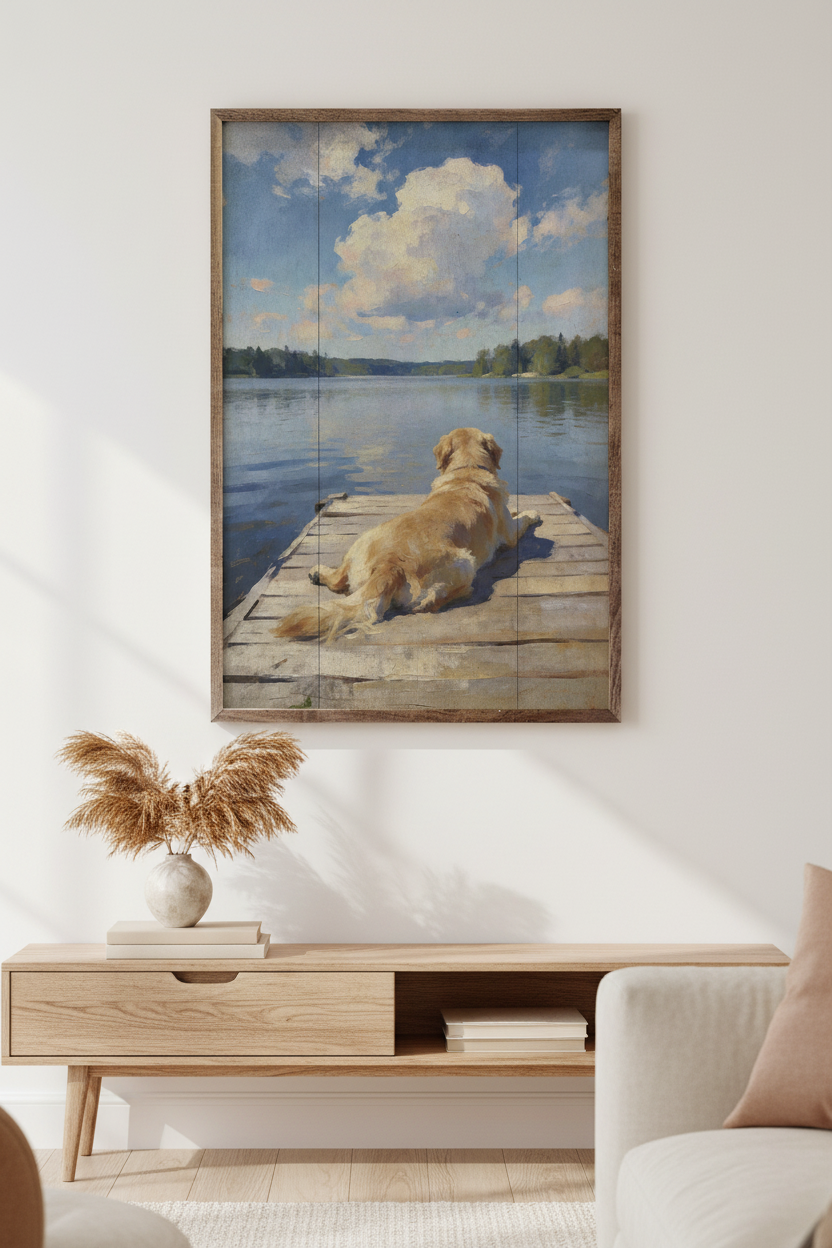 Lakeside Golden Retriever Wall Art Lifestyle