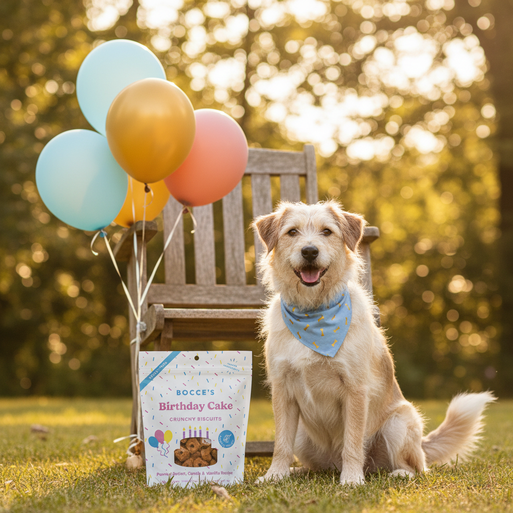Rescue Dog with Bocce's Birthday Bag