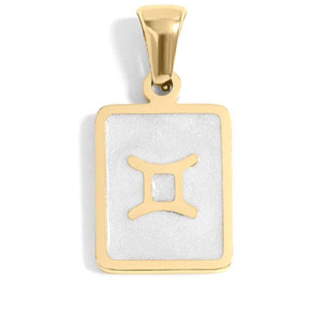 Gemini Zodiac Card Charm in Gold