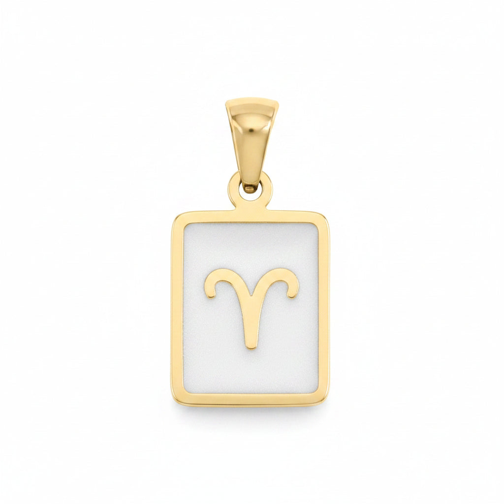 Aries Zodiac Card Charm in Gold