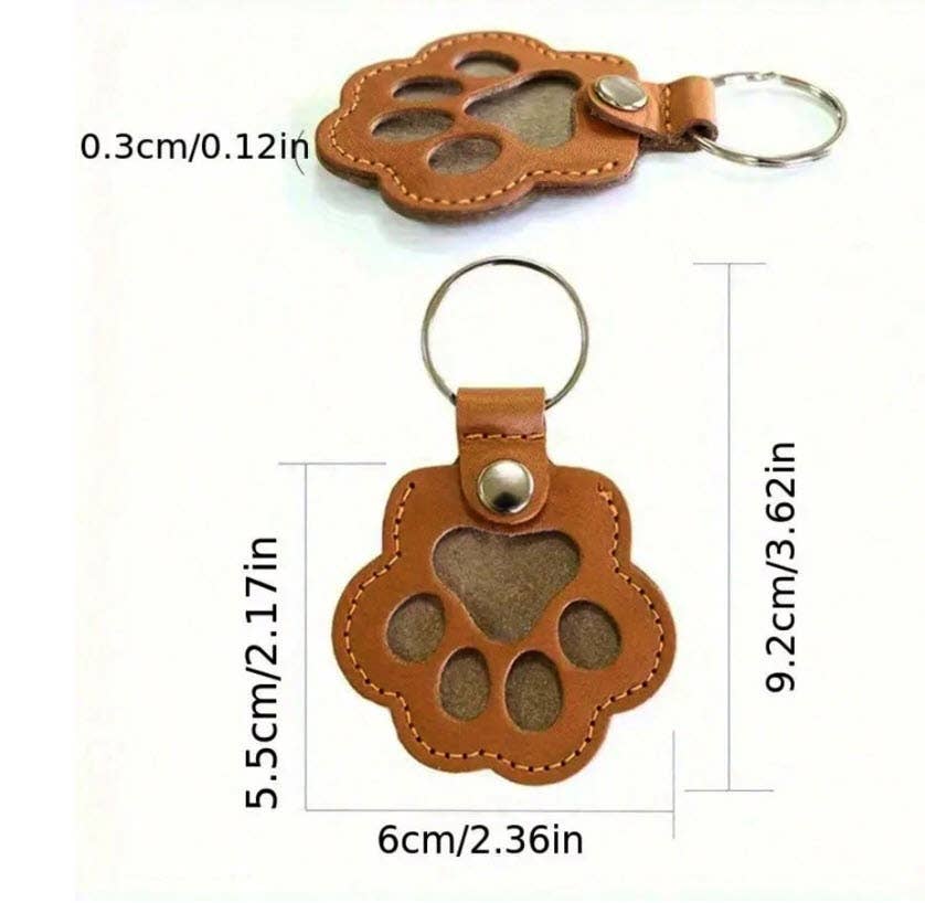 Pet Keepsake Fur & Photo Paw Keychain