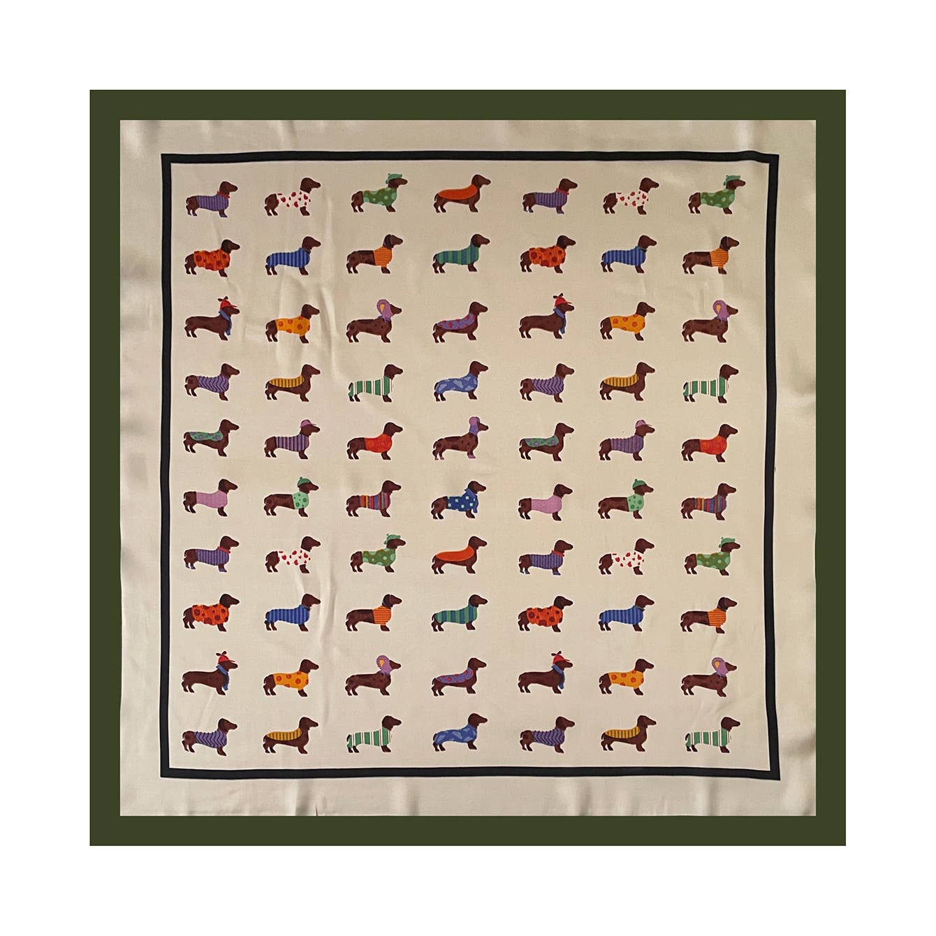 Dachshund Print Pet Bandana Scarf – Green