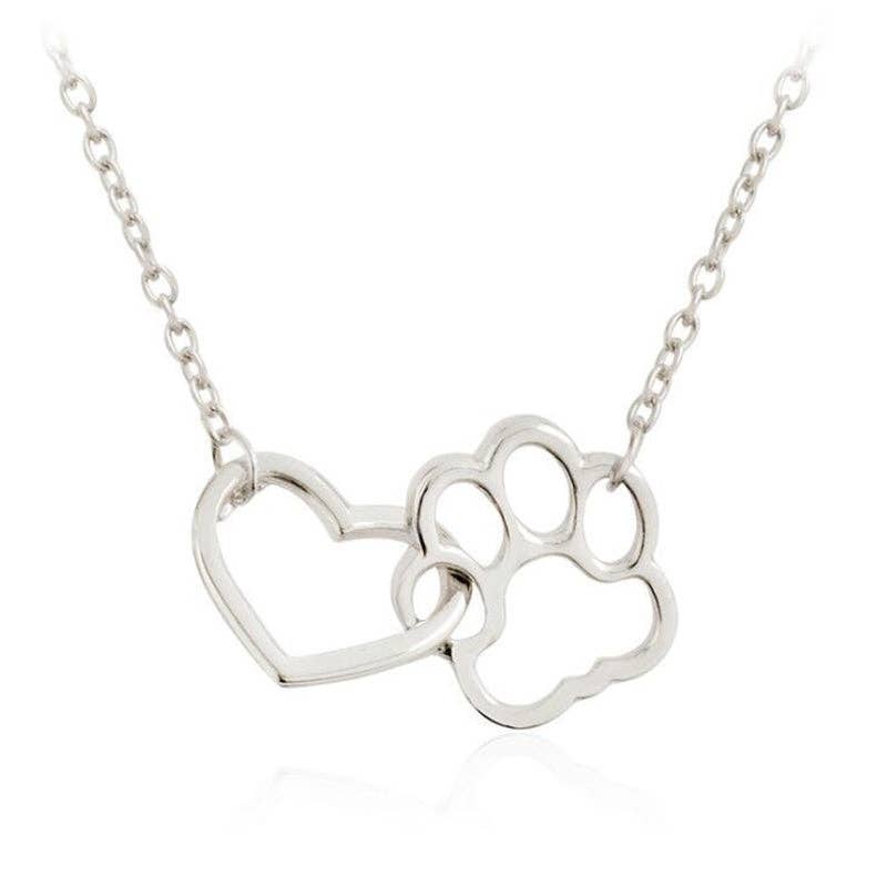 Paw & Heart Interlocking Charm Necklace