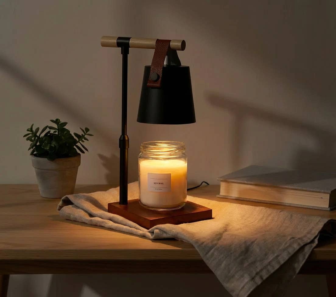 Nordic Adjustable Candle Warmer Lamp: Black