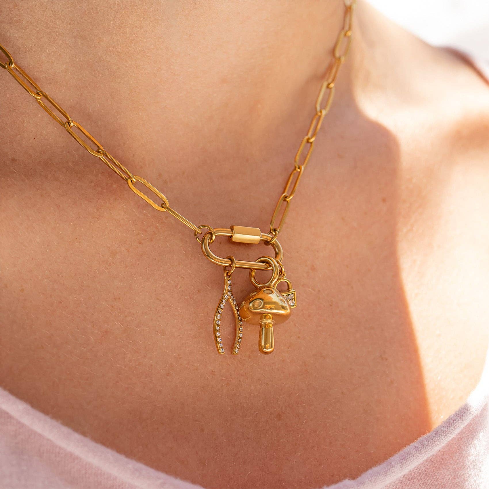 Mushroom Charm in Gold