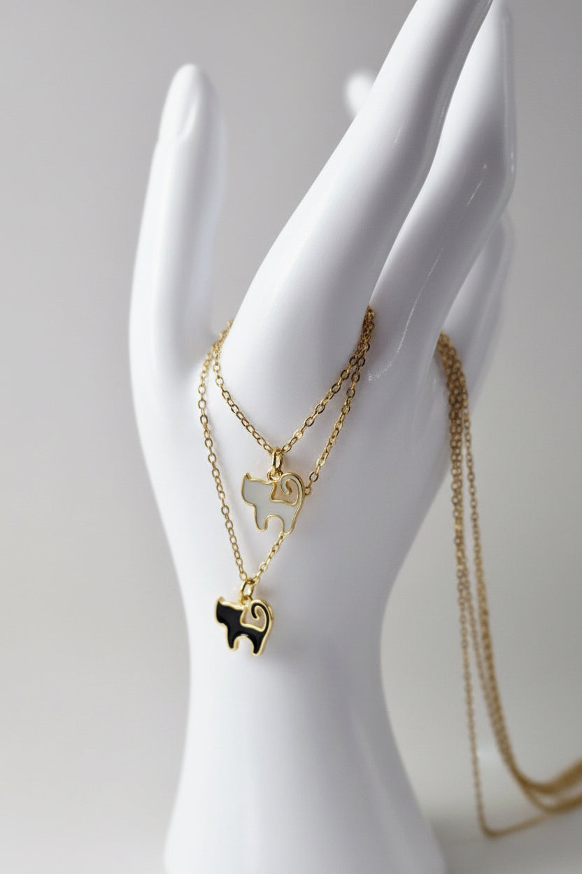 Kind-Hearted Woman Cat Silhouette Necklace
