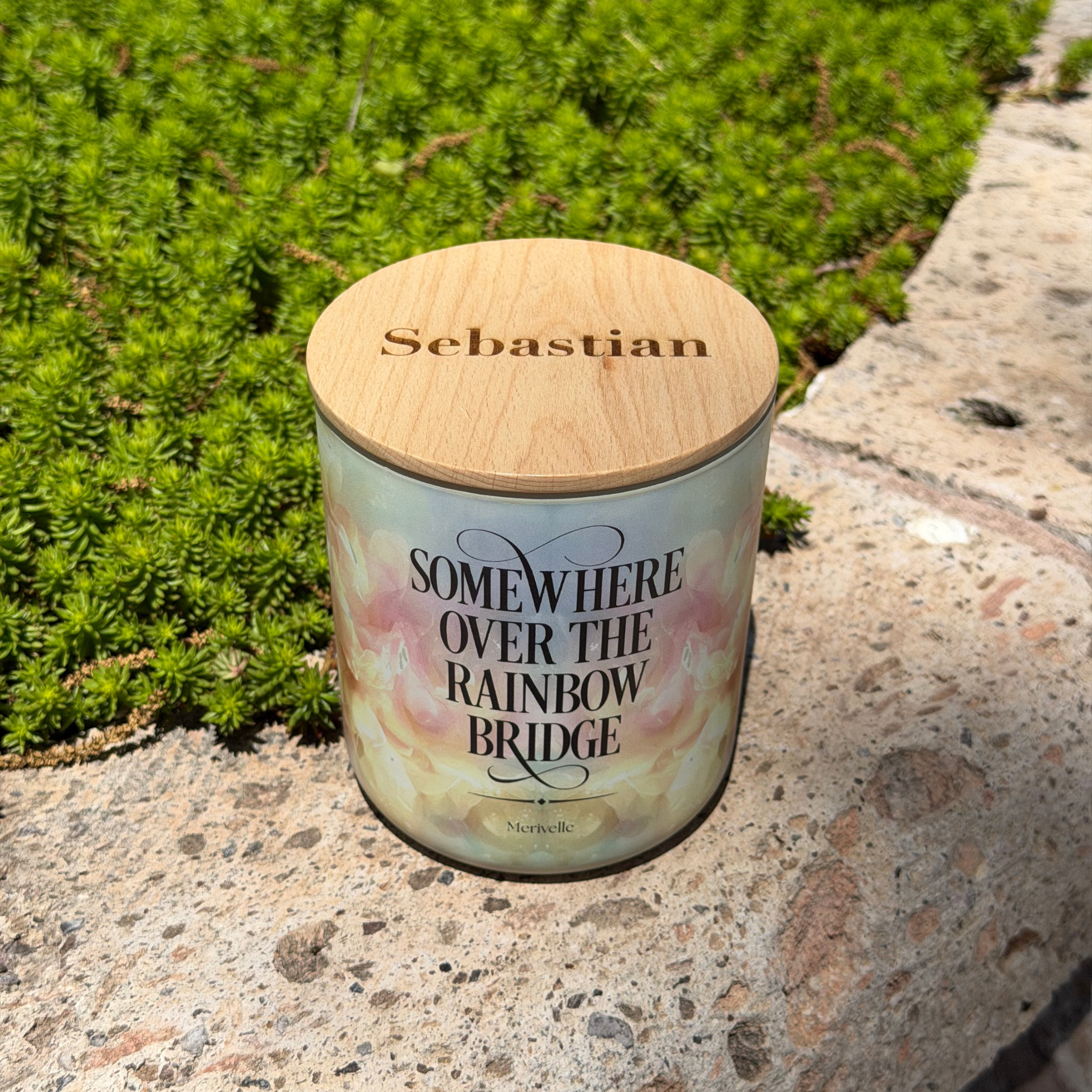 Somewhere Over the Rainbow Bridge Pet Remembrance Candle