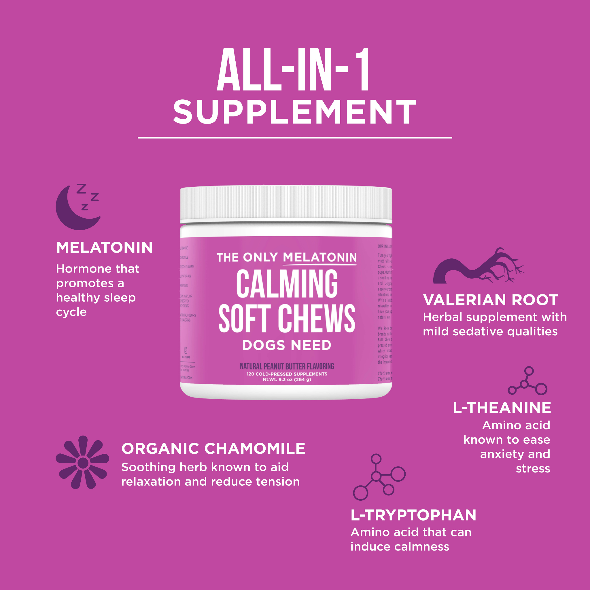 Melatonin Calming Soft Chews for Dogs – 120 Count