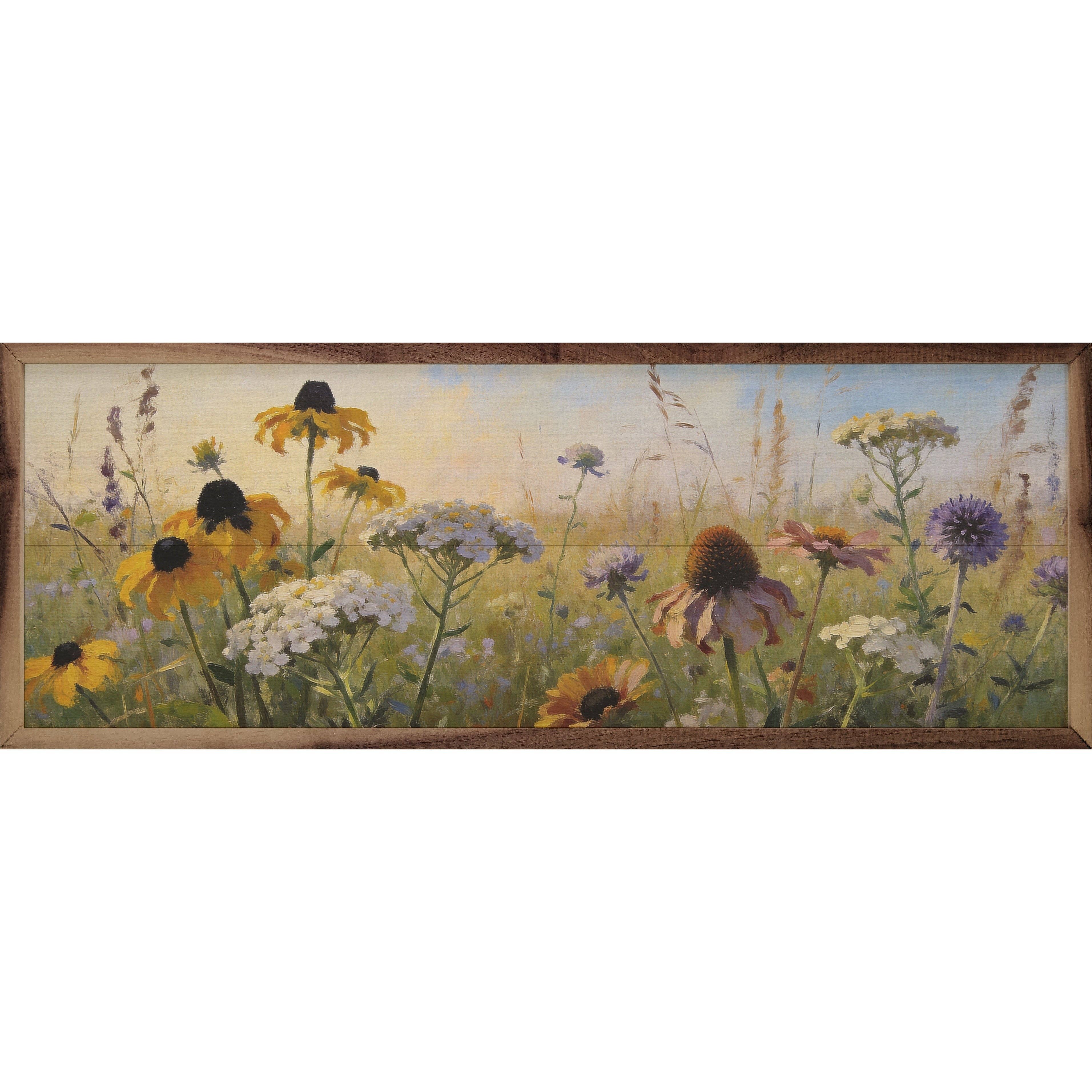Golden Coneflower Field — Framed Wall Art, 12x4