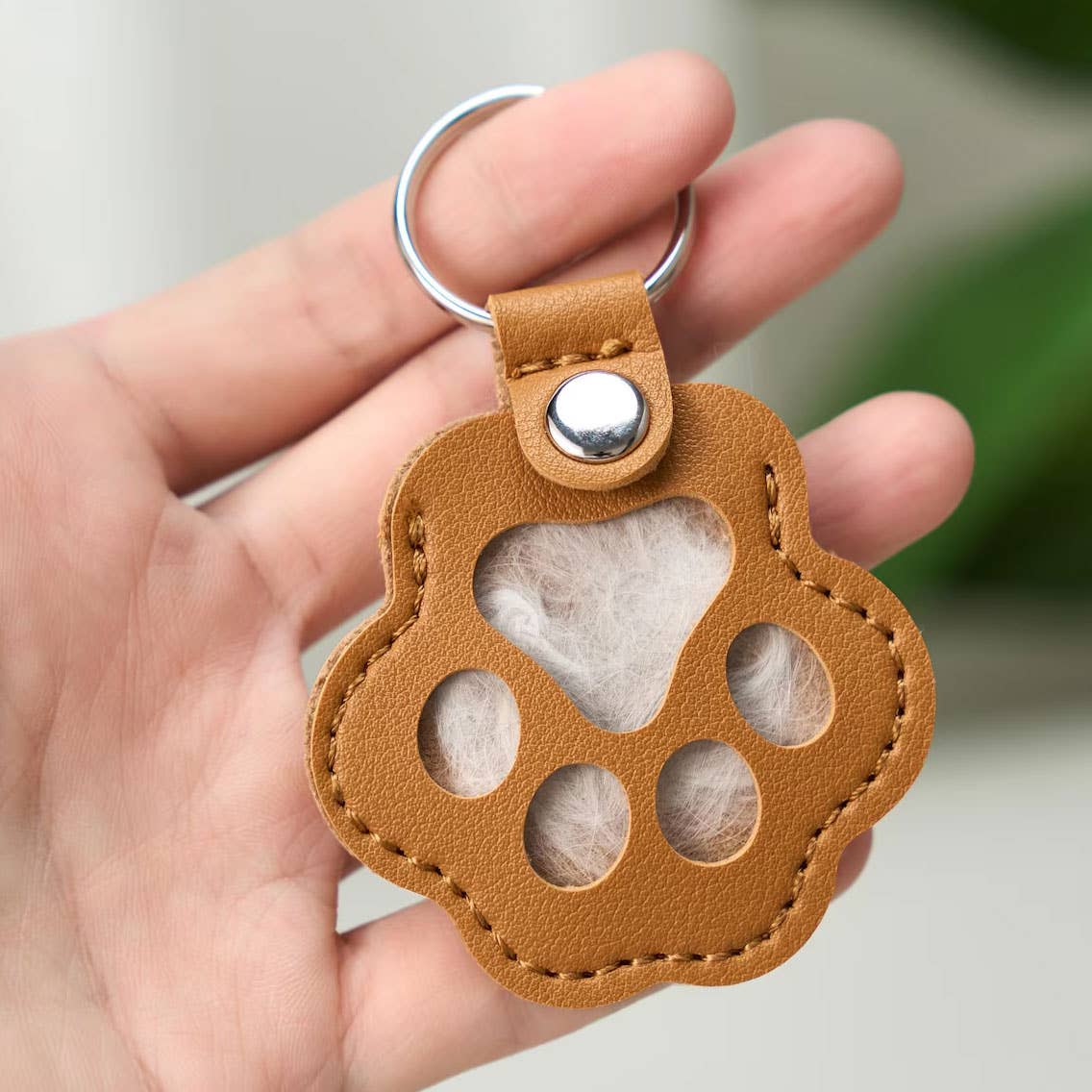 Pet Keepsake Fur & Photo Paw Keychain