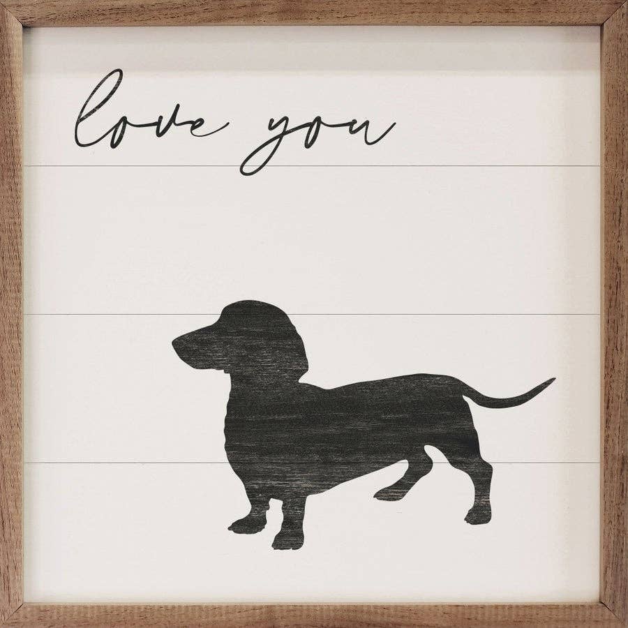 Love You Dachshund — Framed Wall Art, 4x4