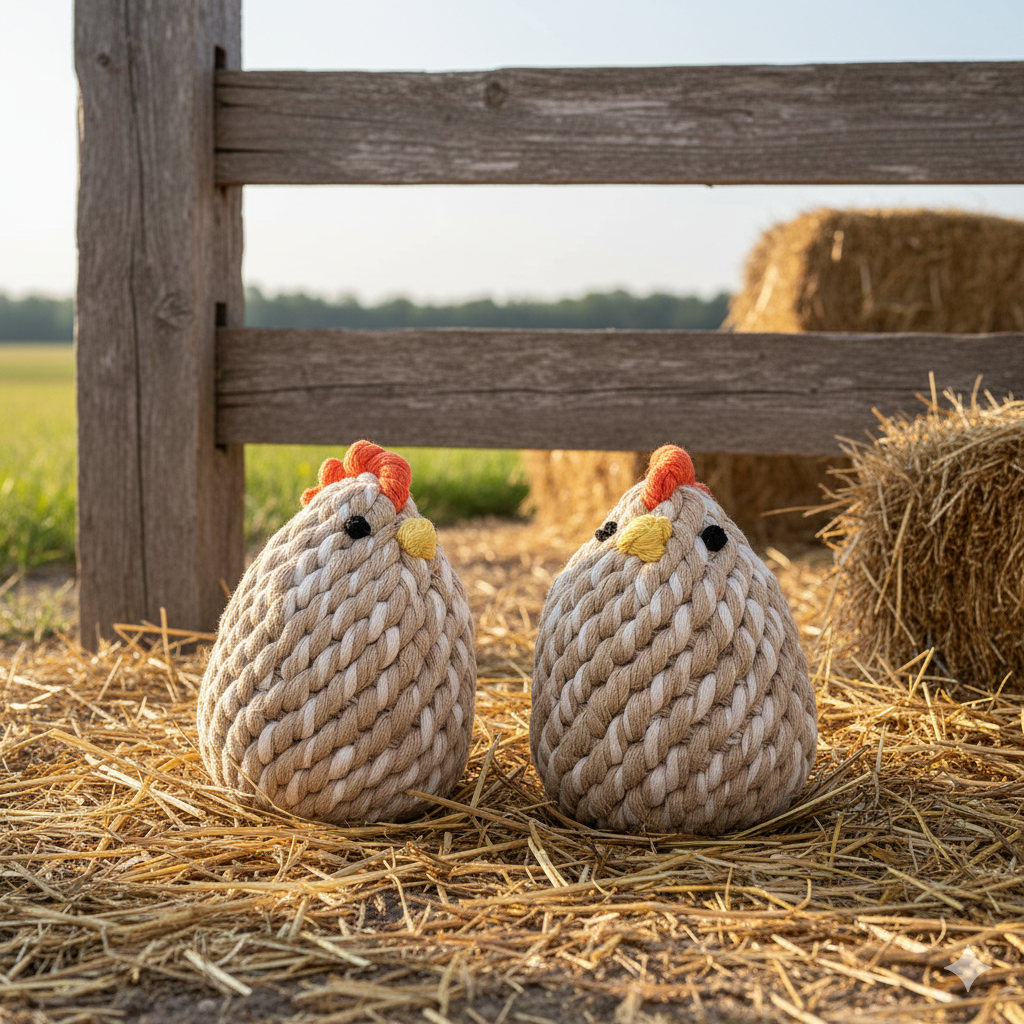 The Mama Hen & Little Chick Rope Pet Toy Set