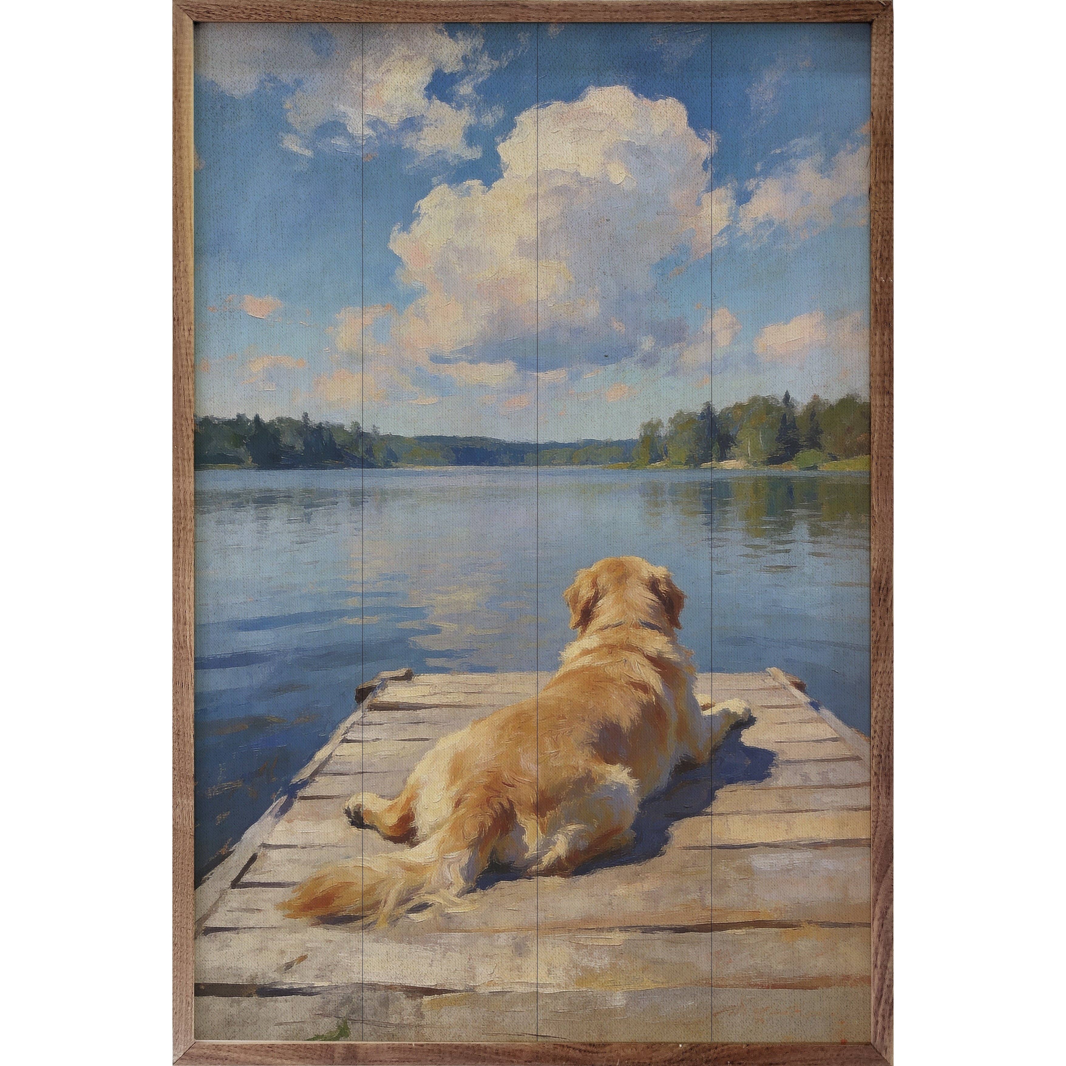Lakeside Golden Retriever | Large Framed Wall Art, 24x36
