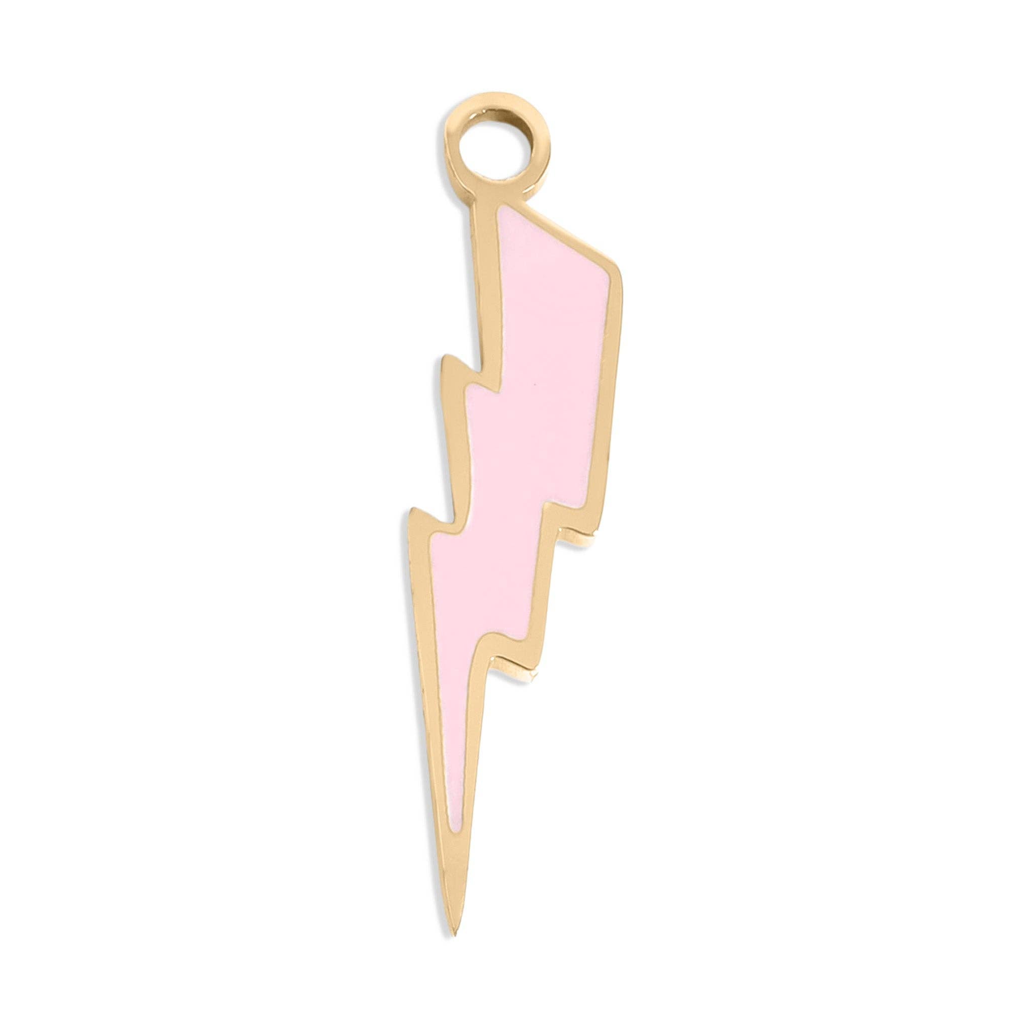 Lightning Bolt Charm in Gold & Pink