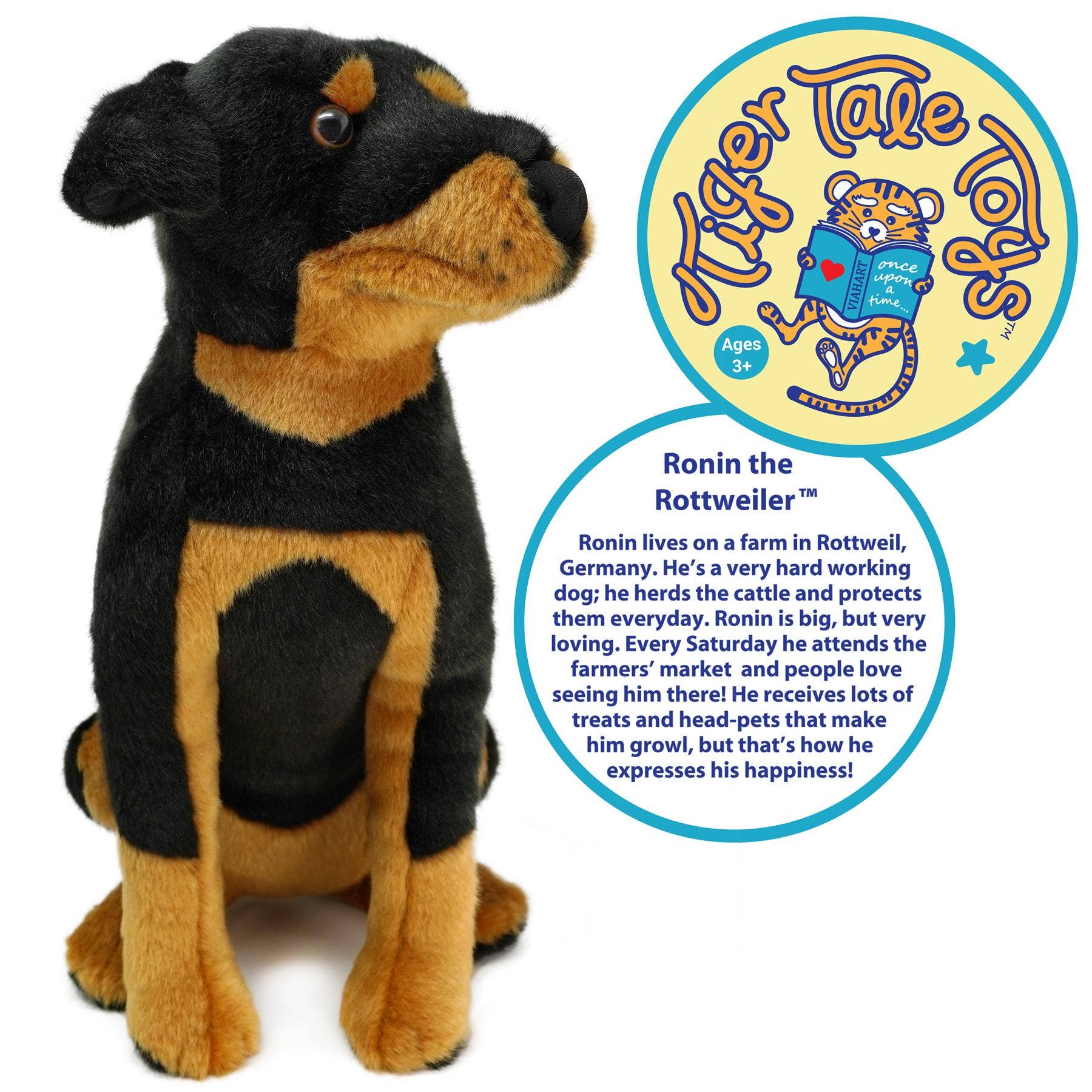 Ronin the Rottweiler — 14" Stuffed Animal Plush