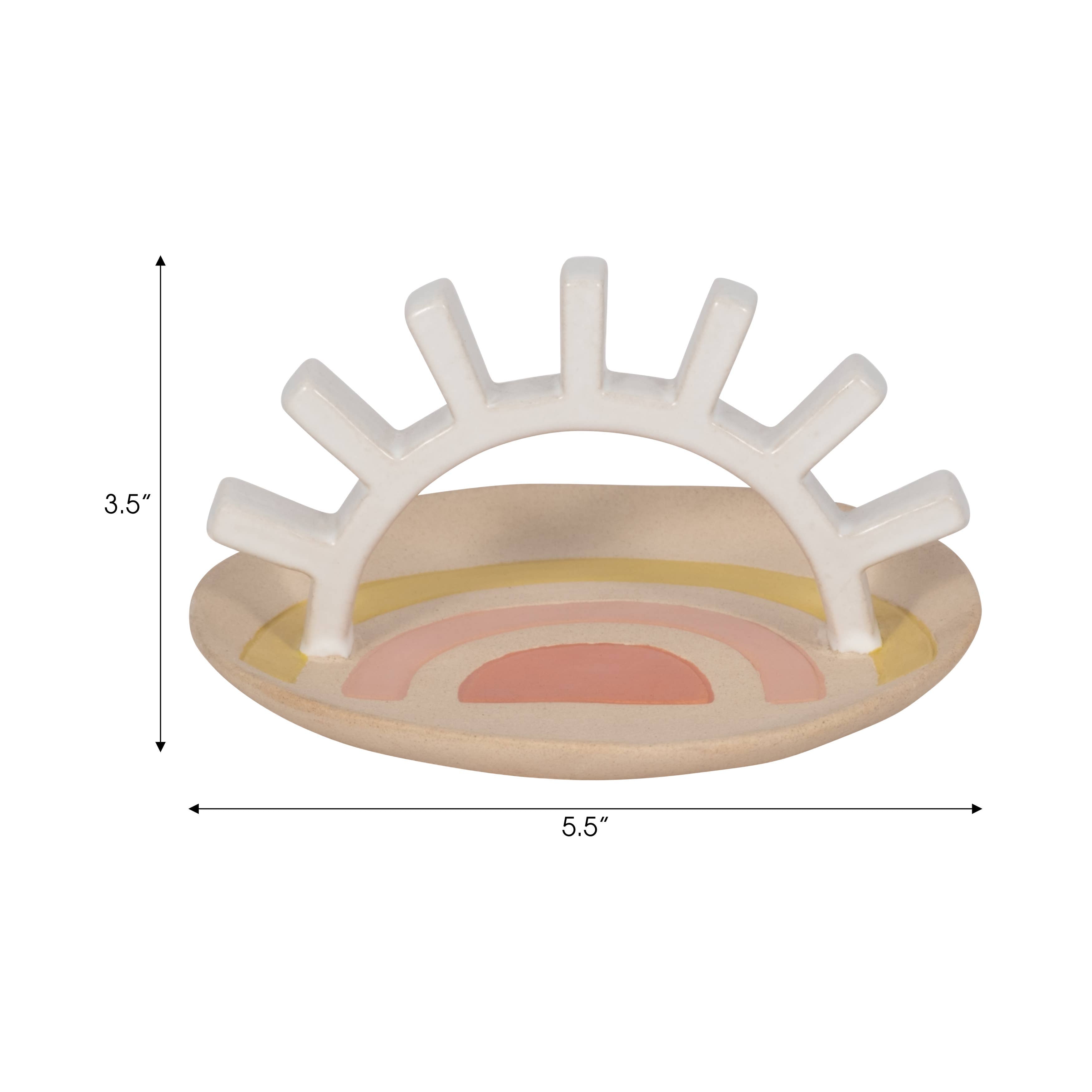 Trinket Tray - Multicolor Ceramic Boho Sunshine, 6 in.