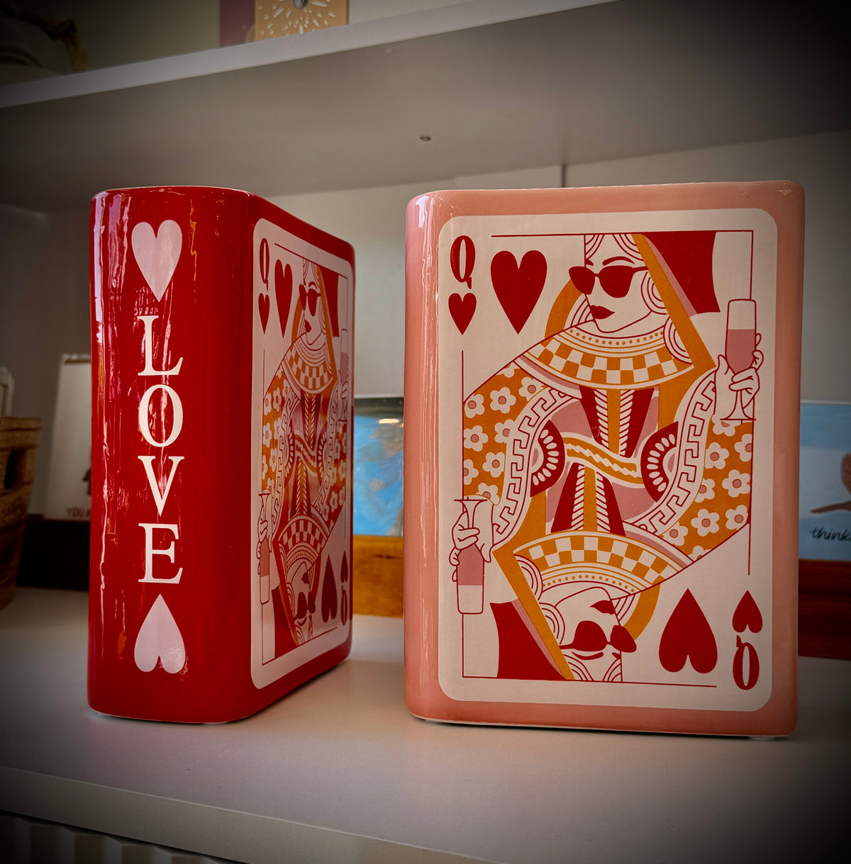 Queen of Hearts Ceramic Book Vase