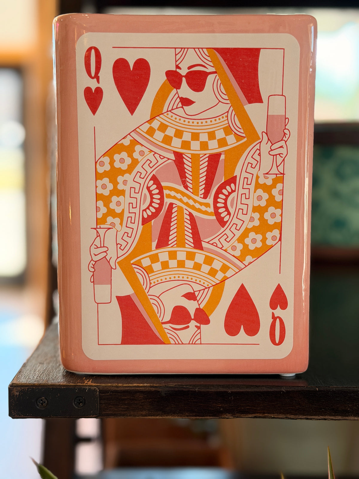 Queen of Hearts Ceramic Book Vase