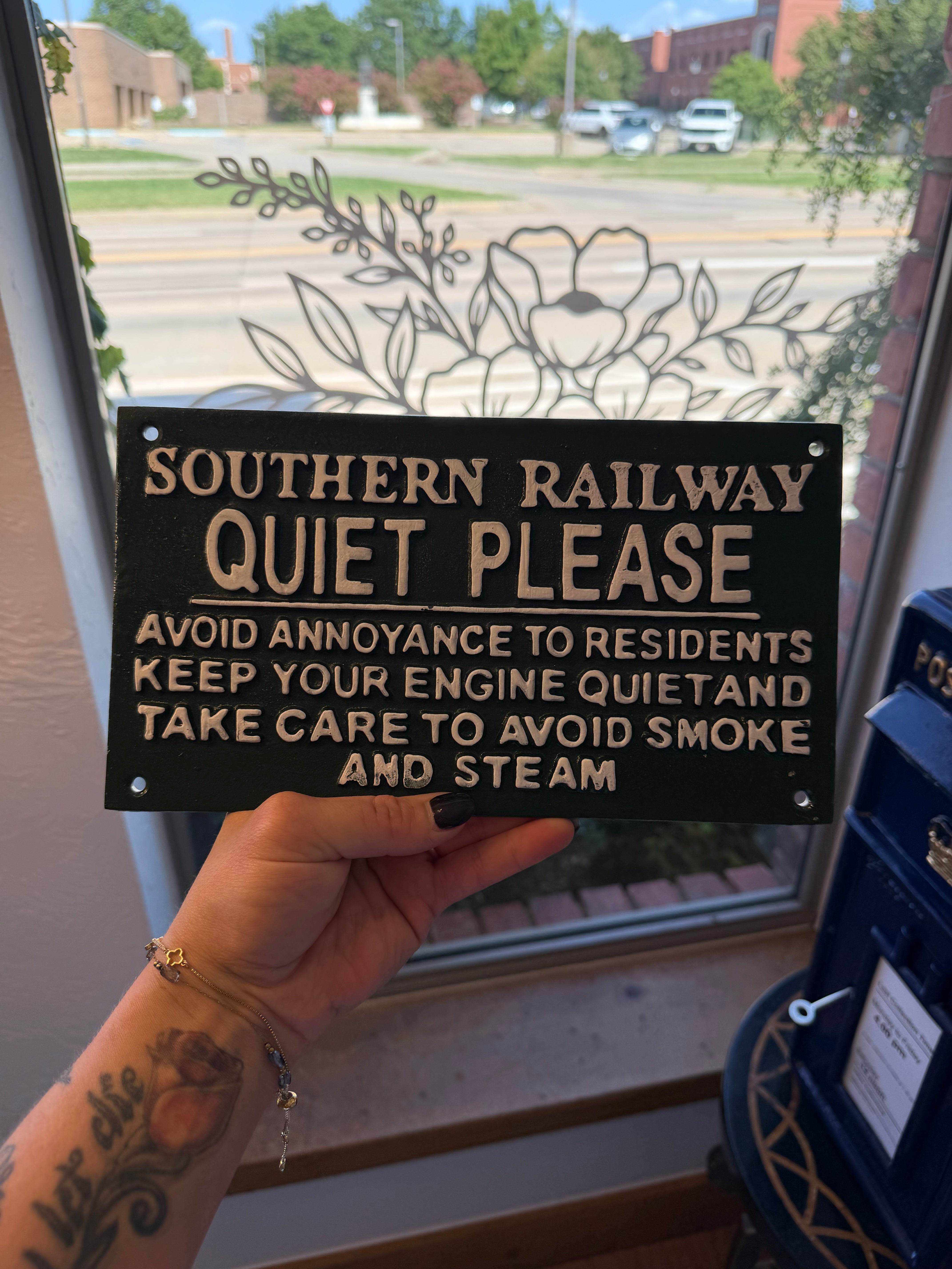 Vintage Southern Railway Notice Cast Iron Plaque