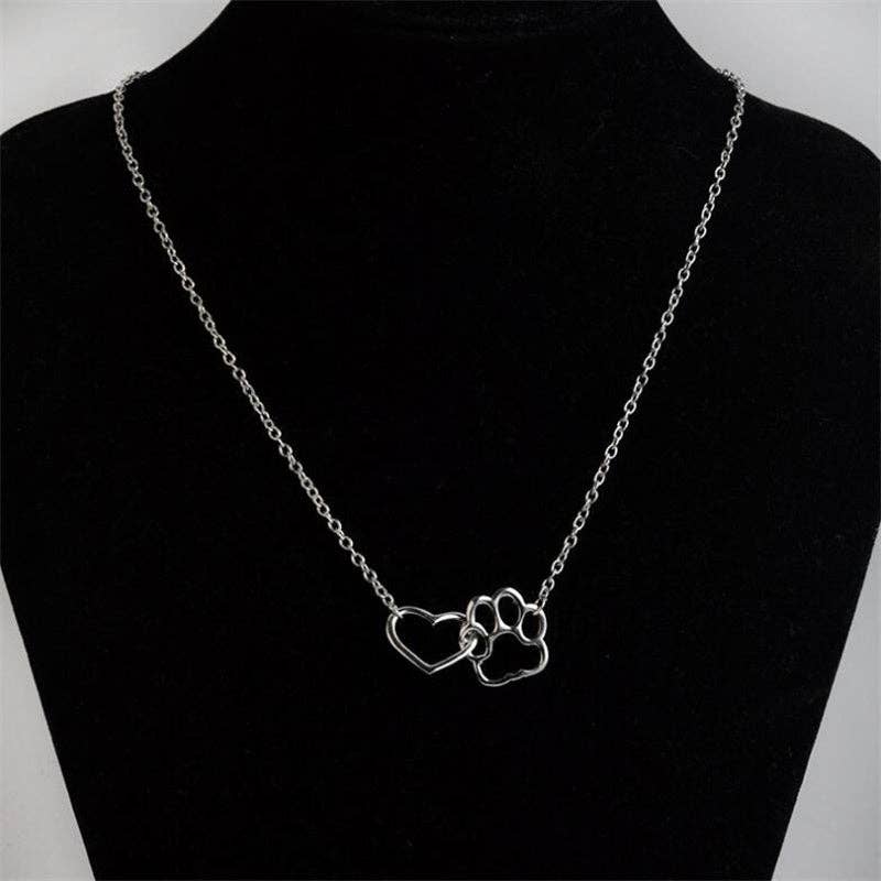 Paw & Heart Interlocking Charm Necklace