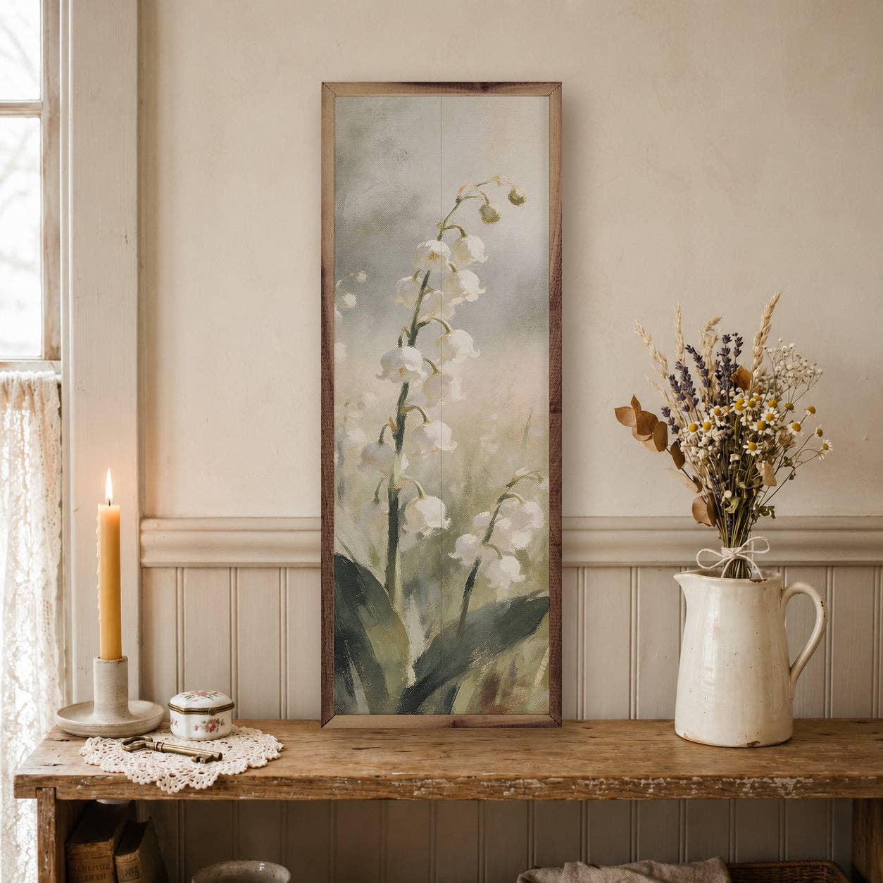 Soft Meadow Bells and Wildflowers — Framed Wall Art, 4x12