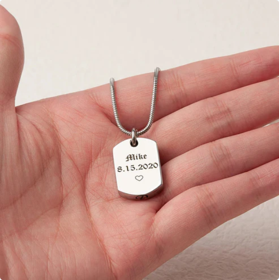 Stainless Steel Urn Memorial Dog Tag